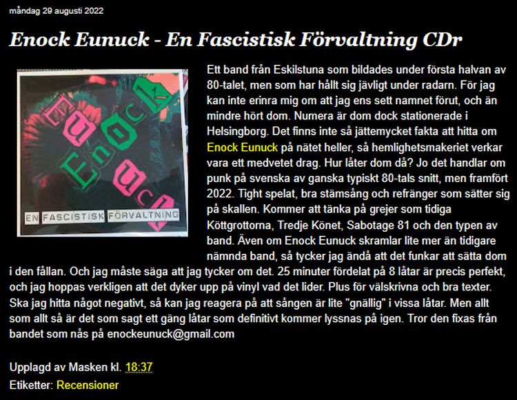Enock Eunuck Blogg as Fuck