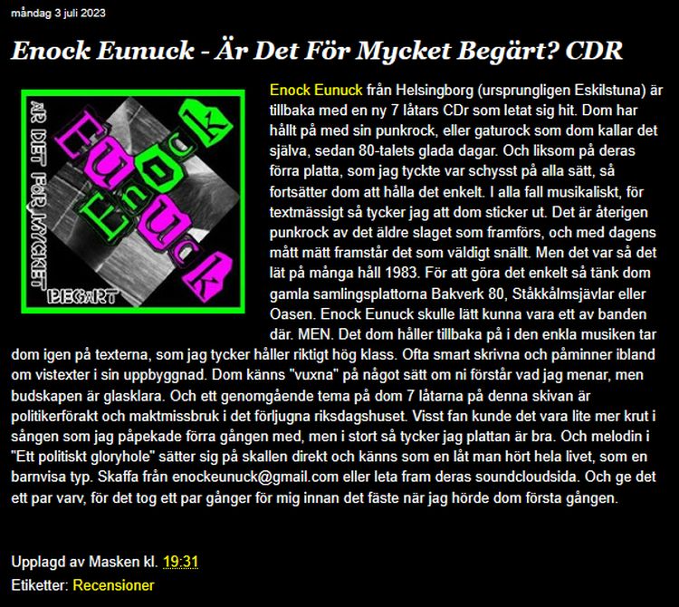 Enock Eunuck Blogg as Fuck
